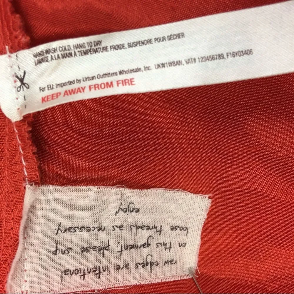 FREE PEOPLE Red-Orange Ilektra Mini Dress Cotton